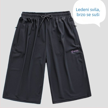 Ljetne muške šorceve od ice-silk s brzim sušenjem, sportske, elastične, ultra tanke, dužina do 3/4, prozračne i udobne