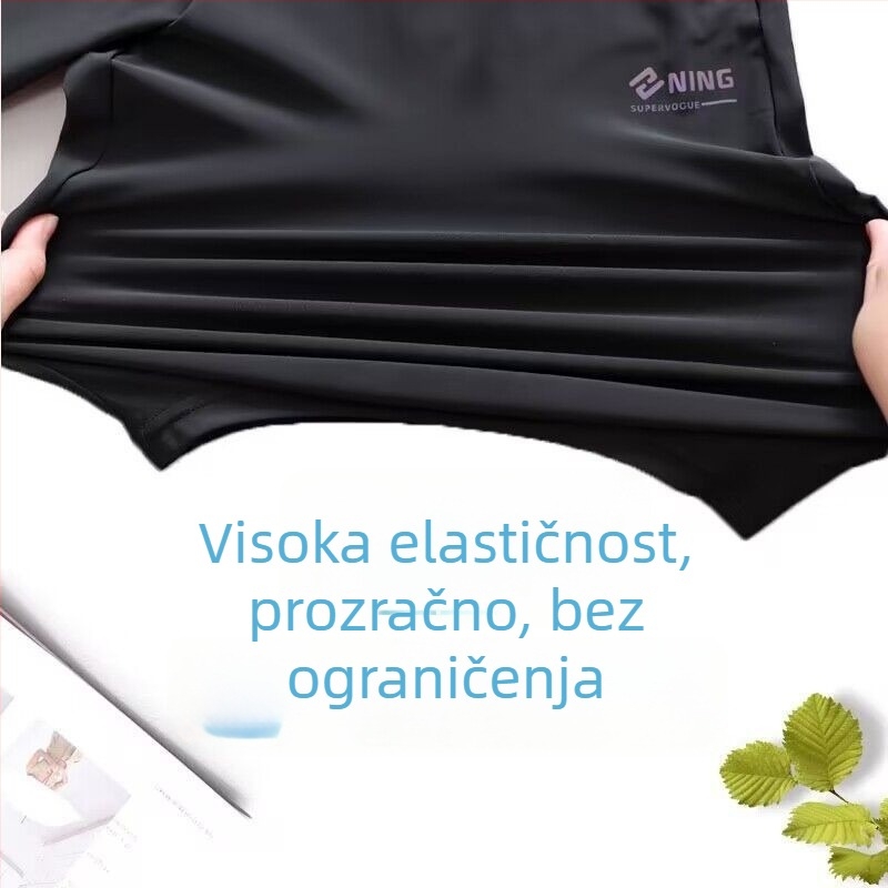 Ljetne muške šorceve od ice-silk s brzim sušenjem, sportske, elastične, ultra tanke, dužina do 3/4, prozračne i udobne