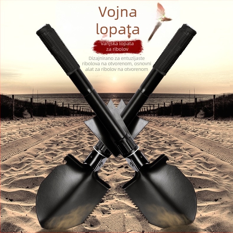 Višenamjenska vojna lopata, sklopiva čelična lopata za kampiranje i ribolov