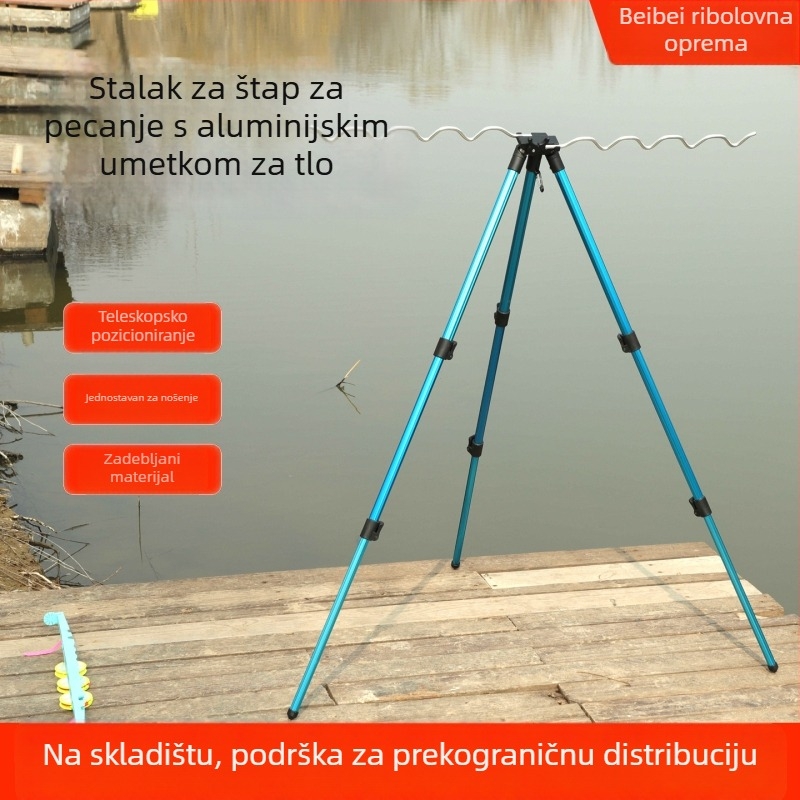 Teleskopski držač štapova s ugradbenim zemljanim postoljem, aluminijska legura, višenamjenski stalak za morski ribolov