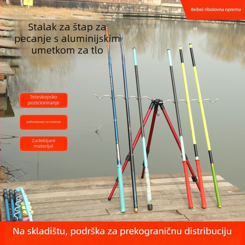 Teleskopski držač štapova s ugradbenim zemljanim postoljem, aluminijska legura, višenamjenski stalak za morski ribolov