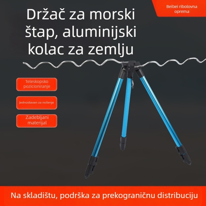 Teleskopski držač štapova s ugradbenim zemljanim postoljem, aluminijska legura, višenamjenski stalak za morski ribolov