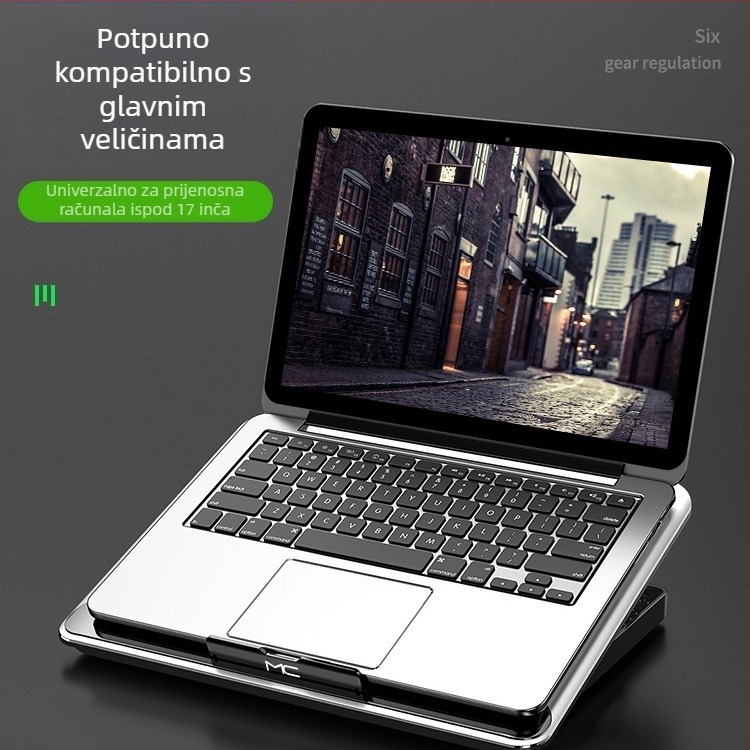 Nossi Q5 baza za hlađenje prijenosnog računala s pločom od aluminijske legure i nosačem, iznimno tanak dizajn