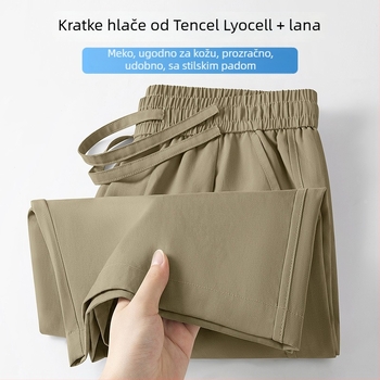 Muške šorts od lyocell-a i lana, ljetni, brzo sušeći, ravni kroj, lagane