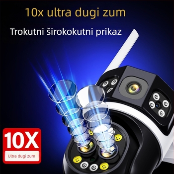 HD sustav kućnog nadzora s bežičnim kamerama za unutrašnje i vanjske prostore, zaslon s tri zaslona, 360° noćna vizija i pristup putem mobilnog