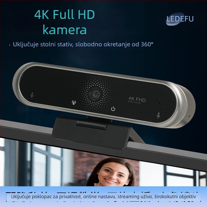4K USB web kamera za prijenosna i stolna računala, PDAF autofokus, bez upravljačkih programa, HD kamera za videokonferencije
