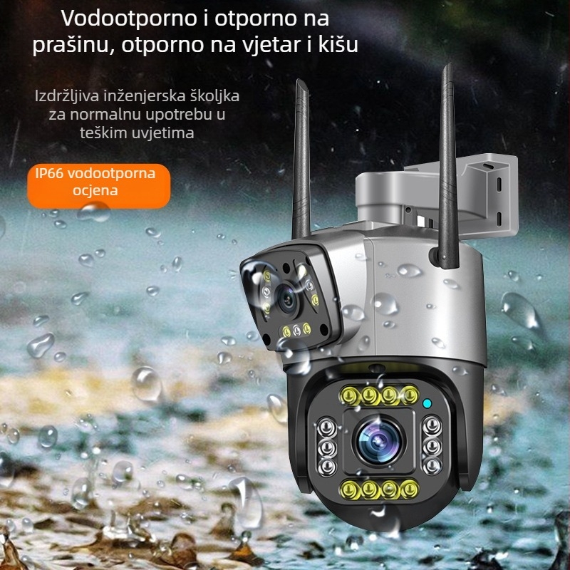 V380 vanjska kamera za nadzor s dvostrukim lećama, kućni nadzor, HD