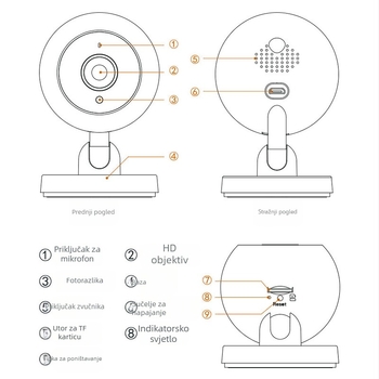 A2 kamera za nadzor s HD noćnim vidom, bežična Wi-Fi kamera za praćenje bebe, 1080p, pametna kućna sigurnosna kamera