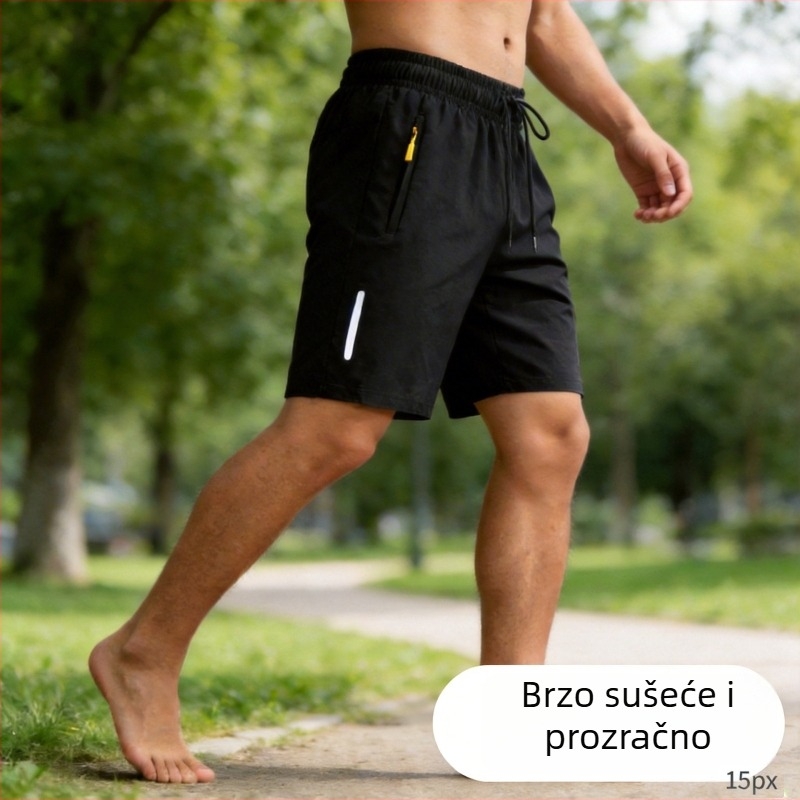 Ljetne muške capri kratke hlače, tanke ice-silk brzo sušeće tkanine, labav kroj, sportske plažne šorce