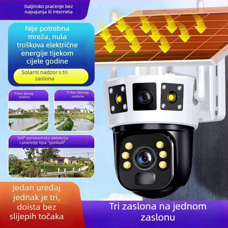 Solarna kamera za nadzor s 4G, daljinski pregled putem mobitela, noćno gledanje