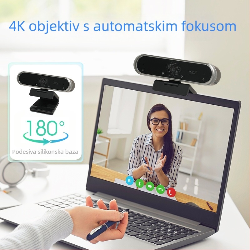 4K USB web kamera za online nastavu s ugrađenim mikrofonom i 2D redukcijom šuma