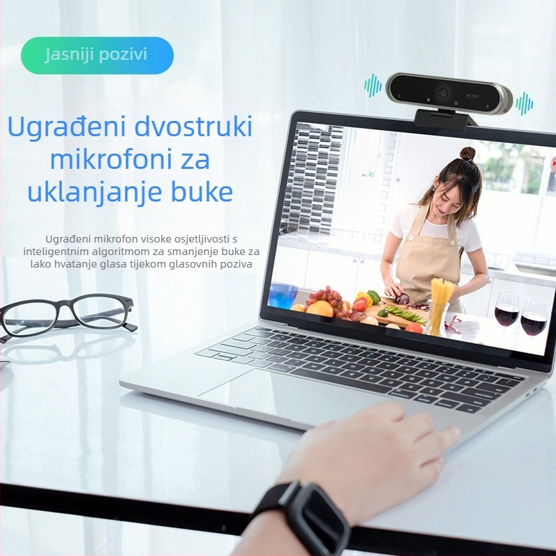 4K USB web kamera za online nastavu s ugrađenim mikrofonom i 2D redukcijom šuma