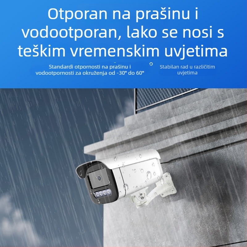 Vanjska IP kamera za nadzor s plnobojnom noćnog vida, vodootporna, pametna nadzorna kamera, PoE napajanje, 3MP/2K, objektiv 2.4mm, za unutarnju i vanjsku uporabu, Nacionalni standard