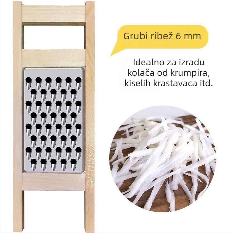 Rende s kružnim otvorima za punjene bao i dumplings, tradicionalni grater za povrće, nehrđajući čelik i drvo, kineski stil za kućnu uporabu