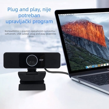 USB kamera za računalo s ugrađenim mikrofonom, automatsko fokusiranje, 4K 3840x2160 pri 30fps, bez upravljačkih programa, plug-and-play, OEM prilagodba
