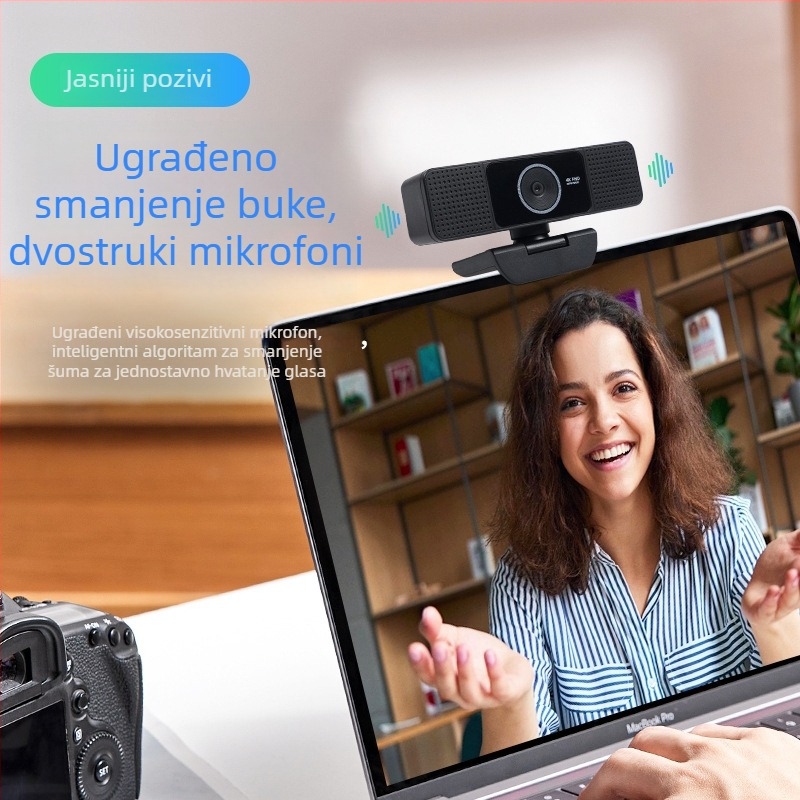 USB kamera za računalo s ugrađenim mikrofonom, automatsko fokusiranje, 4K 3840x2160 pri 30fps, bez upravljačkih programa, plug-and-play, OEM prilagodba