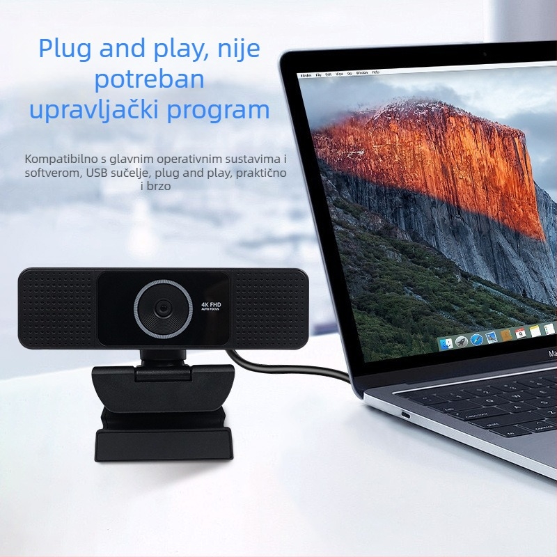 USB kamera za računalo s ugrađenim mikrofonom, automatsko fokusiranje, 4K 3840x2160 pri 30fps, bez upravljačkih programa, plug-and-play, OEM prilagodba