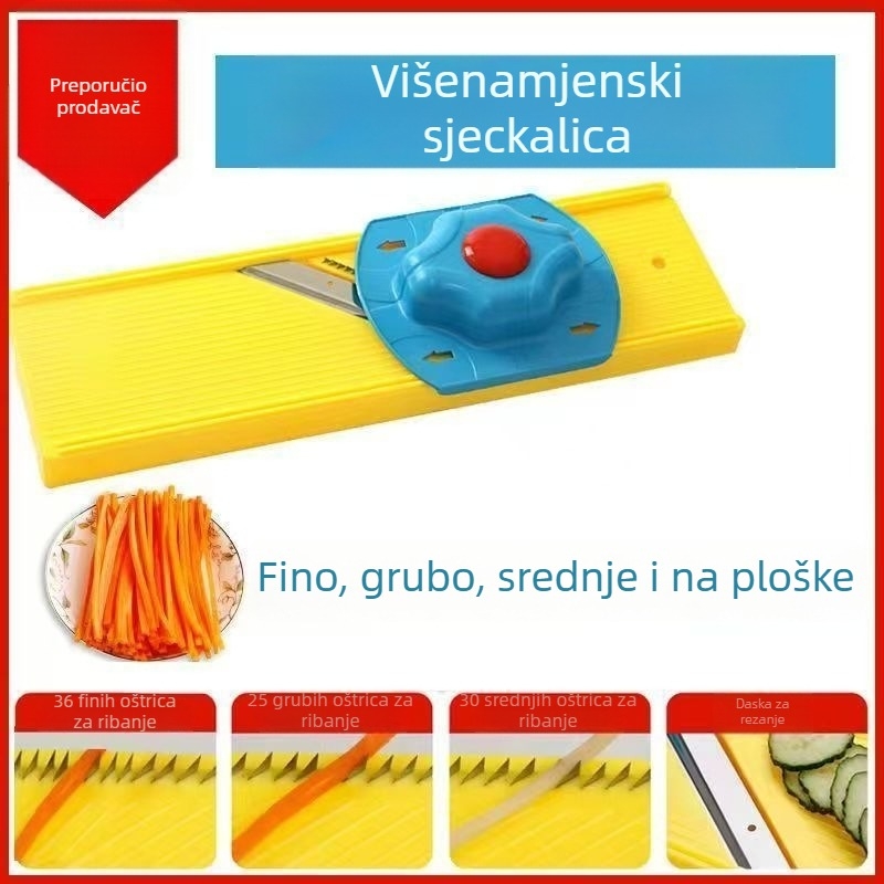 Višenamjenski sjeckalica za povrće s ručnim rendeom i sjeckalicom za tikvice, krumpire, rotkvice i krastavce