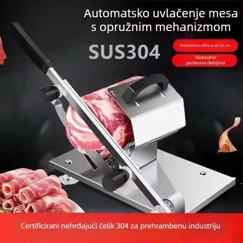 Narezivač mesa od 304 nehrđajućeg čelika, kompaktni kućni narezivač za zamrznuto meso i janjetinu, komercijalna upotreba