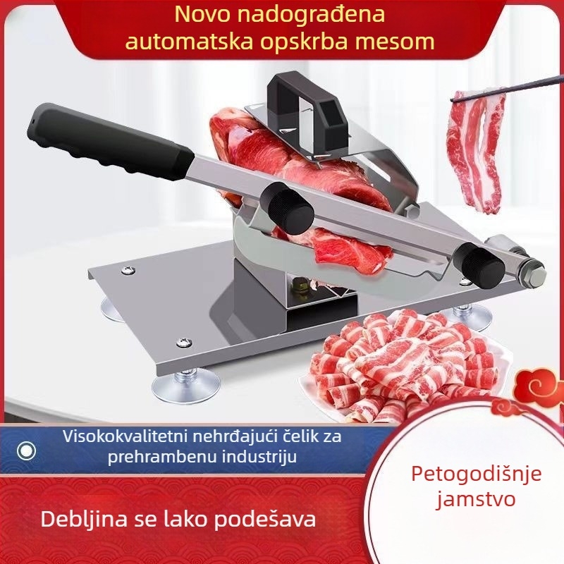 Narezivač mesa od 304 nehrđajućeg čelika, kompaktni kućni narezivač za zamrznuto meso i janjetinu, komercijalna upotreba