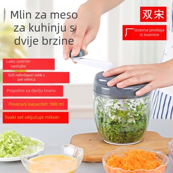 Višenamjenski ručni rezač za povrće i mlin za meso, sjeckanje na kockice i ribanje