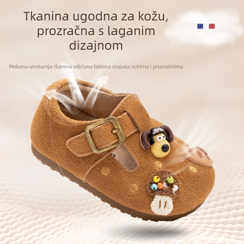 Birkenstock stil dječje cipele s mekim potplatom, kožni gornji dio, životinjski uzorak, za dob 1–3 godine, unisex