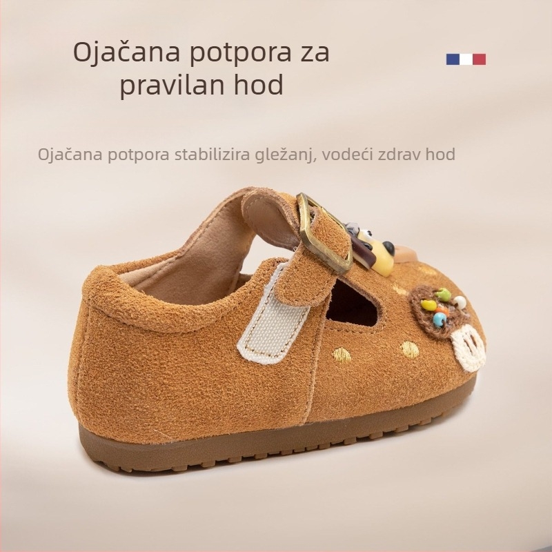 Birkenstock stil dječje cipele s mekim potplatom, kožni gornji dio, životinjski uzorak, za dob 1–3 godine, unisex