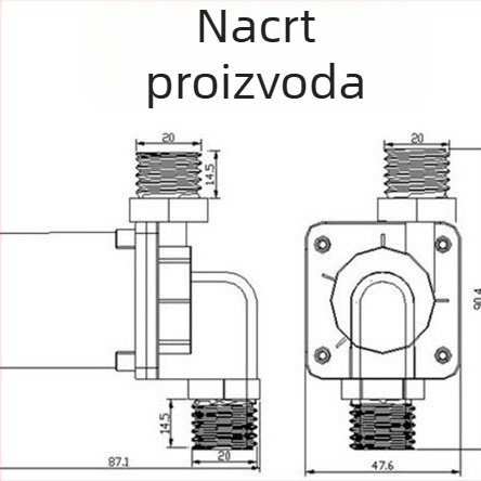 12V-24V bezčetkasta DC vodena pumpa, pumpa za pojačanje i kruženje za grijanje i hlađenje, visoka temperatura otpornost, s četiri priključka