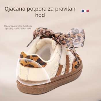 Tenisice za djevojčice s mekim potplatom, leopard uzorak, prozračni gornji dio od mrežice, Velcro kopčanje, niski kroj, za proljeće i jesen