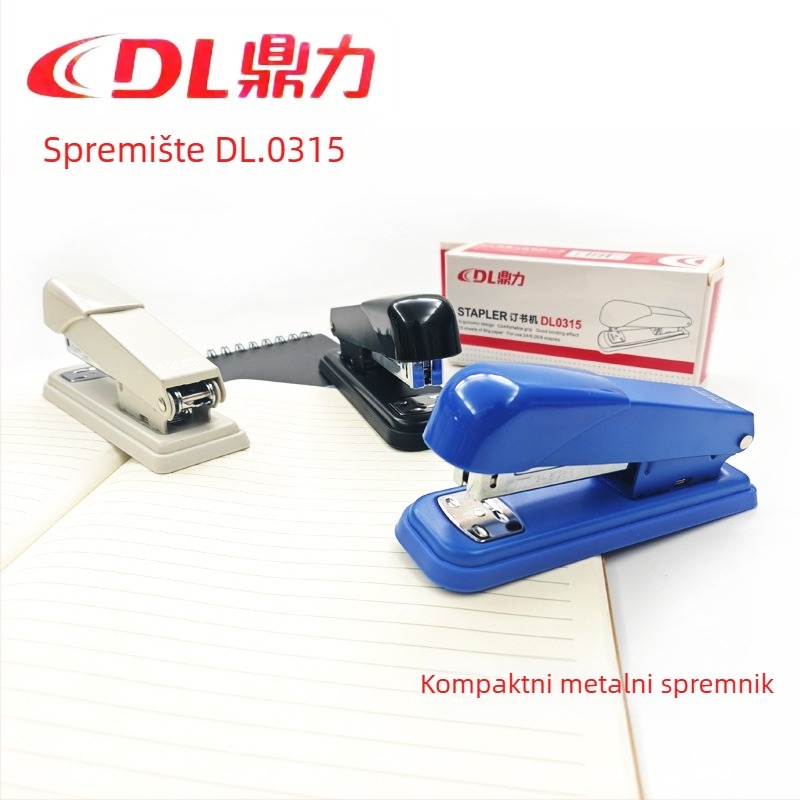 Dingli metalni srednji spenjač, ergonomski standardni model, kompatibilan s 24/6 i 26/6, za ured i školu