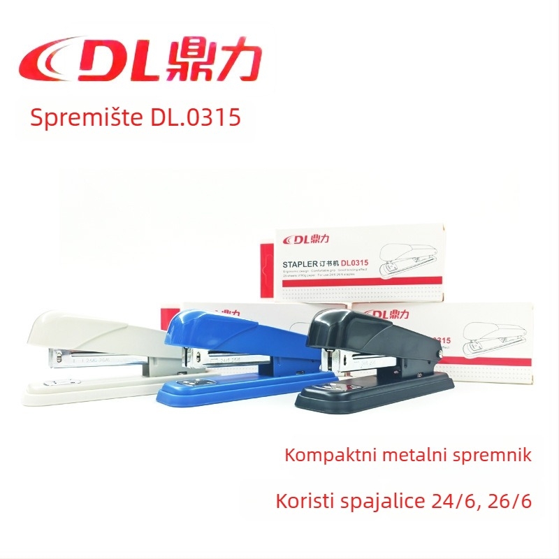 Dingli metalni srednji spenjač, ergonomski standardni model, kompatibilan s 24/6 i 26/6, za ured i školu