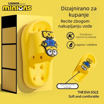Minions dječje papuče s izrezima za djevojčice, stil roditelj-dijete, protuklizne kupaonske papuče EVA