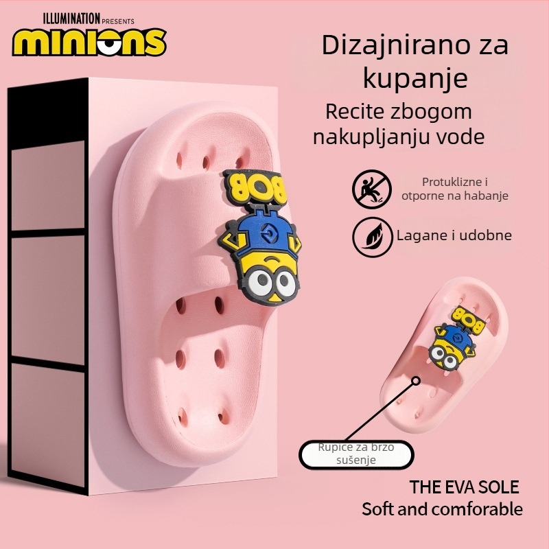 Minions dječje papuče s izrezima za djevojčice, stil roditelj-dijete, protuklizne kupaonske papuče EVA