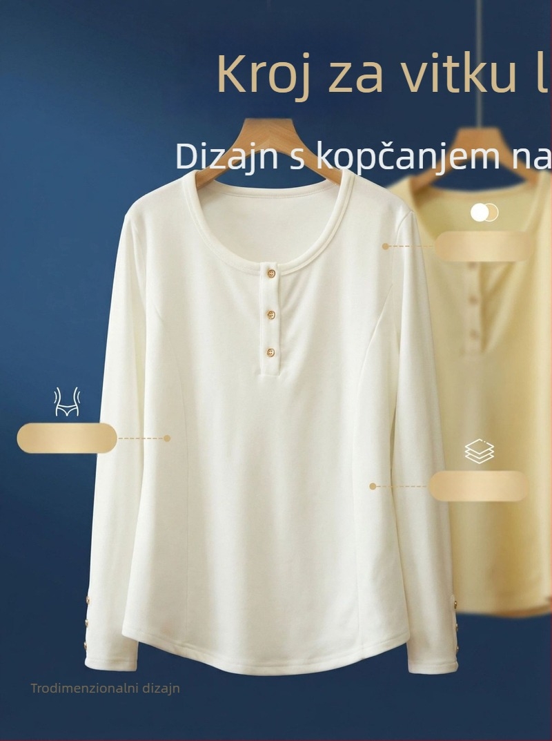 2026 proljeće, plus veličina ženska casual majica s dugim rukavima, japansko-korejski stil, jednobojna, Derong materijal, zakrivljeni rub