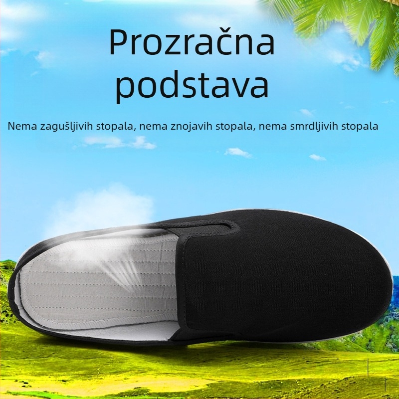 Muške ljetne papuče s platnenim gornjim dijelom i gumom, prozračne i udobne za kućnu upotrebu
