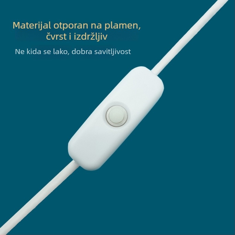 USB kabel sa prekidačem za LED noćnu svjetiljku i stolnu lampu, 12V napajanje, 1A/2A priključak