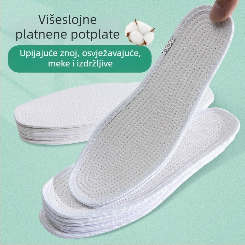 Ljetni više-slojevni platneni pamučni ulošak za cipele, upija znoj i deodorizira, prozračan, udoban i otporan