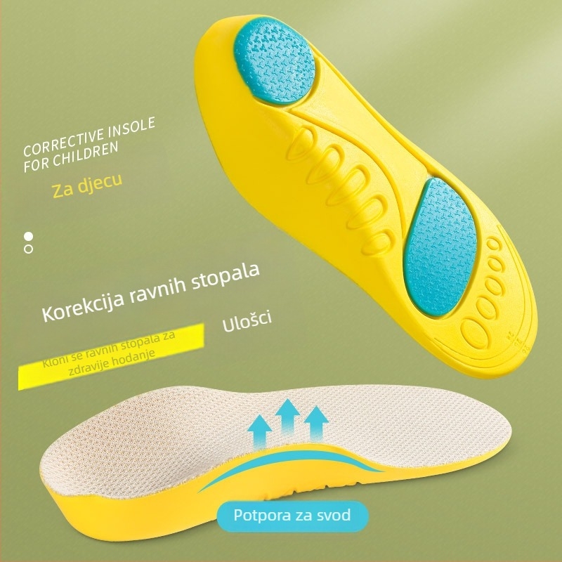 Dječji uložak za korekciju ploskog stopala, meki, prozračan, upija znoj, potpora luka, pogodna za dječake i djevojčice, za tenisice