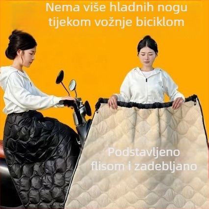 Suknja otporna na vjetar za električni bicikl, zimska topla zaštita za noge, vodootporna veluru pregača