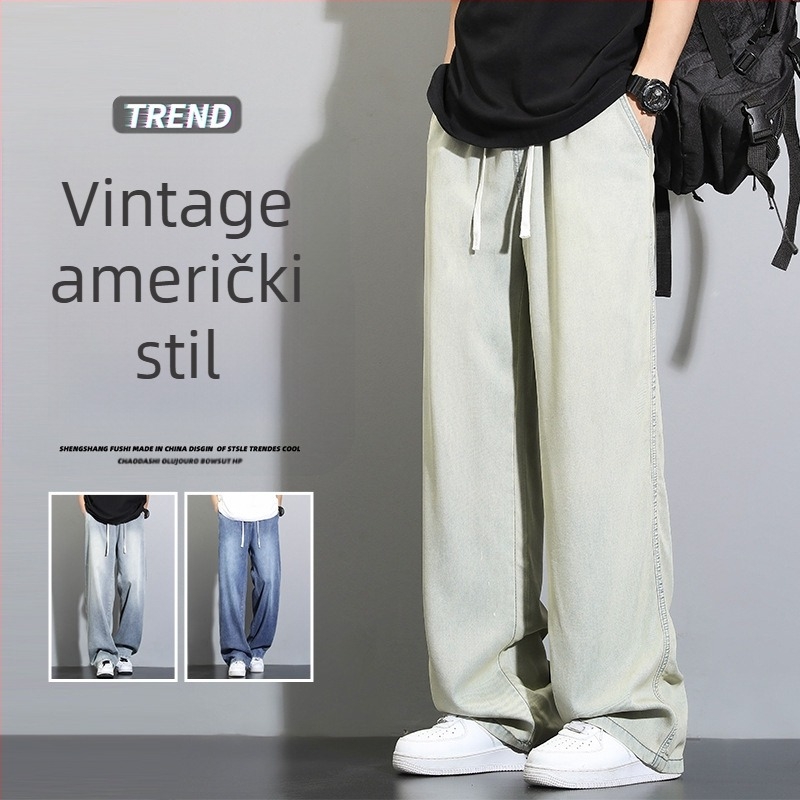 Muške traperice od denima s Lyocellom - ljetne, vintage stil, udobna kroj, široke nogavice i ravni kroj, elastične