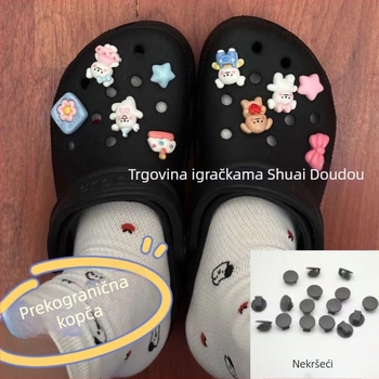 DIY set za ukrašavanje gornjeg dijela Crocs-stila cipela: motiv spavajuće zvijezde i šteneta, ukrasne kopče u obliku cvijeta