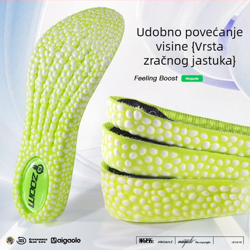 Unutarnja uloška za sportsku obuću za povećanje visine, antibakterijska, upija znoj, tlumi udarce uz popcorn efekt, prozračna, za muškarce i žene