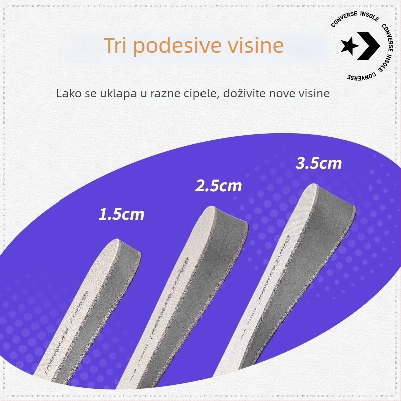 Nevidljivi ulošci za povećanje visine za ženske platnene tenisice; puni ulošci, mekani za dulje stajanje; debeli za Martine čizme; lagani za muškarce