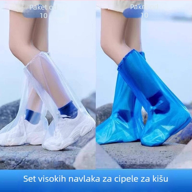 Jednokratne zaštitne navlake za kišne cipele, vodootporne, protuklizne, prozirne plastične, debele i otporne na habanje, visoki cilindrični dizajn