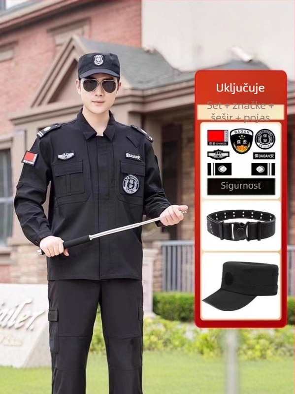 Tamnoplavi sigurnosni radni set, unisex, dugi rukavi, poliester koji odvodi vlagu, brzo se suši, za proljeće-jesen i jesensko-zimu.