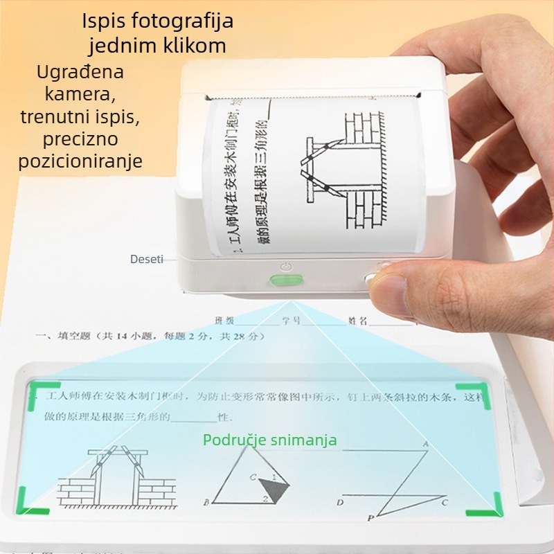 Printer za ispravljanje grešaka za učenike osnovne, srednje i gimnazije, USB termalni pisač, format papira 57×150 mm, 180 g, 12000 mAh
