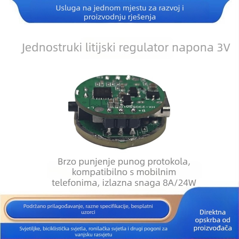 Type-C dvostruko brzo punjenje, jedna Li-ion baterija, 8A konstantni tok, LED snažno svjetlo – upravljačka pločica za LED svjetiljku