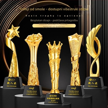 Kristalna smola trofeja s metalnim medaljom i bojom logotipa, za plesna natjecanja i korporativne nagrade