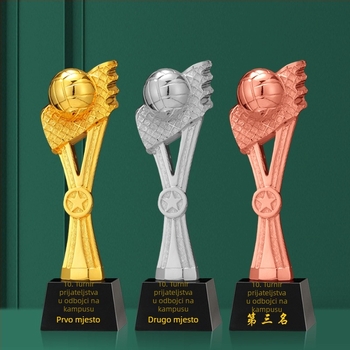 Digitalni kristalni trofej za natjecanje u zraku odbojka – timska nagrada s memorijskim certifikatom