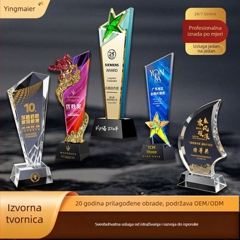 Prilagodljive kristalne trofeje i medalje za godišnje sastanke i natjecanja, dostupne u malim količinama.